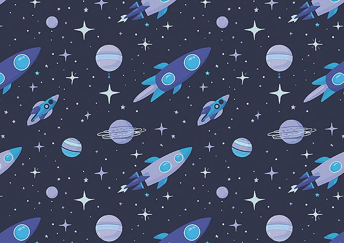 Rocket Adventure, Astral Blue - Twist&Fit Roman Blind - Image 7